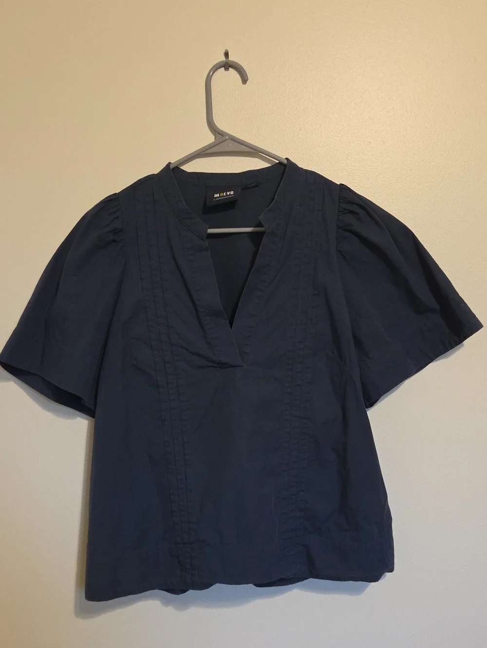 Anthropologie Navy V-Neck Blouse